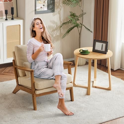 Karl home Mid-Century Lounge Accent Chair, Khaki