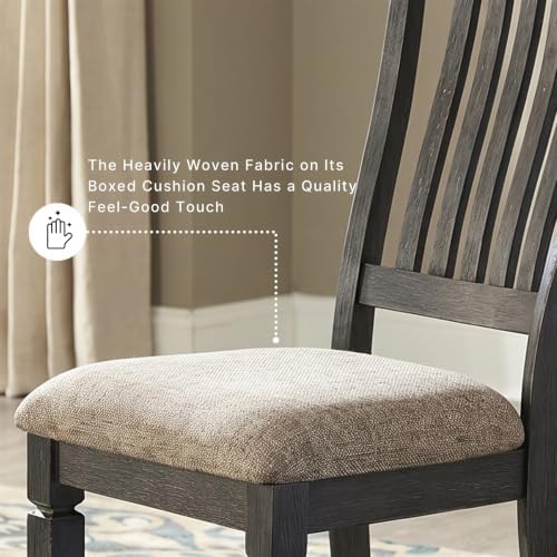 Signature Design by Ashley Ralene Transitional Faux Leather Dining Chair with Cushioned Seat, Set of 4, Medium Brown & Black