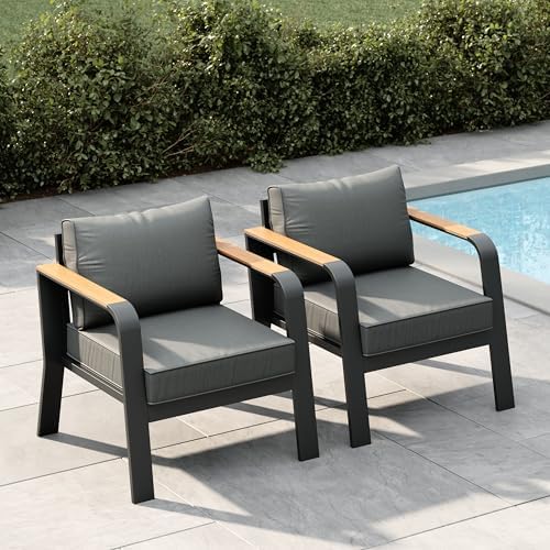 Garvee Aluminum Outdoor Patio Furniture 2 Pcs Single Sofa Armchair