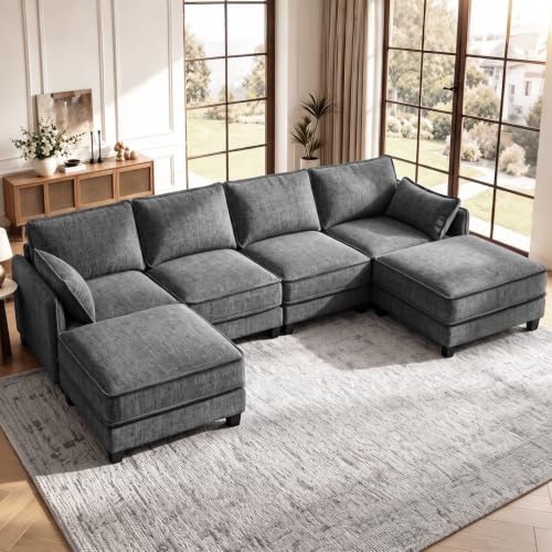 Modular Sectional U Shaped Couch, 116" Cloud Sofa for Living Room