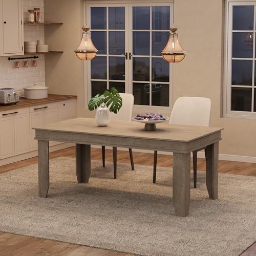 GarveeHome Farmhouse Dining Table for 4-6 People, 63" Long Kitchen Tables