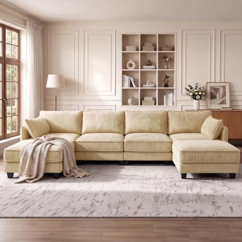 Modular Sectional U Shaped Couch, 116" Cloud Sofa for Living Room