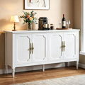 RoyalCraft Buffet Cabinet with Storage, 59" Vintage Sideboard with Adjustable Shelves, Mid Century Modern Painted Credenza Coffee Bar for Kitchen, Dining Room, Entryway, Living Room, Satin White