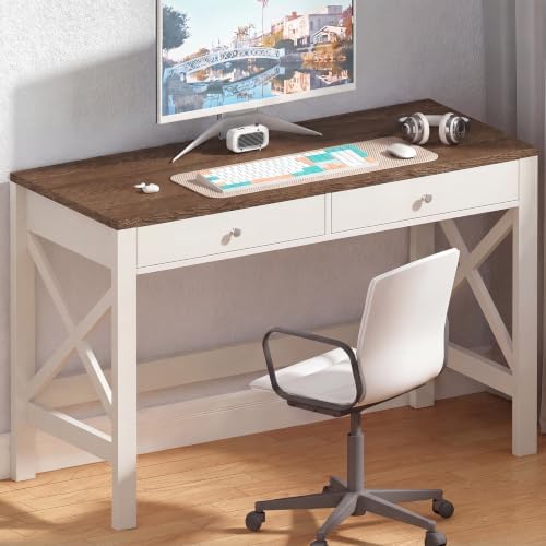 ChooChoo 39.4 Inches Farmhouse Computer Desk with 2 Drawers