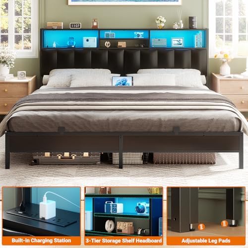 Aheaplus Headboard for King Size Bed with Storage, Upholstered Headboards