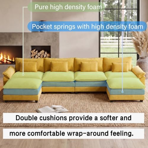 Oprisen 154" Modular Sectional Sofa, Comfy Deep Cloud Couch with Ottoman