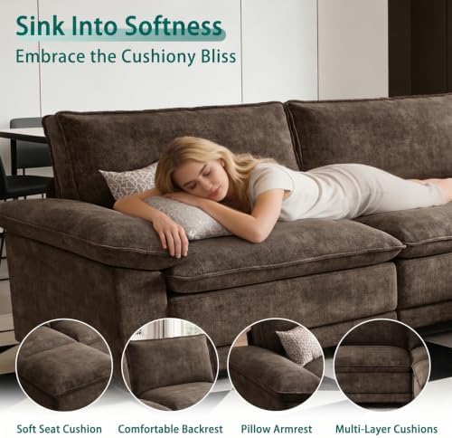 140" Modular Sectional Couch, U Shaped Cloud Sofa for Living Room