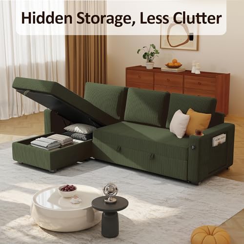 Ball & Cast 80" Sectional Sleeper Sofa Bed Pull Out Couches for Living Room
