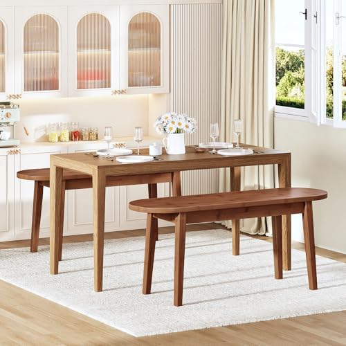 HOOBRO 39.4'' Dining Bench, Bamboo Entryway Bench, Farmhouse Kitchen Table Bench, Sturdy Dining Room Bench, Easy to Assemble, Wooden Bench for Living Room, Hallway, Bedroom, Bathroom, Mocha MA19CD01