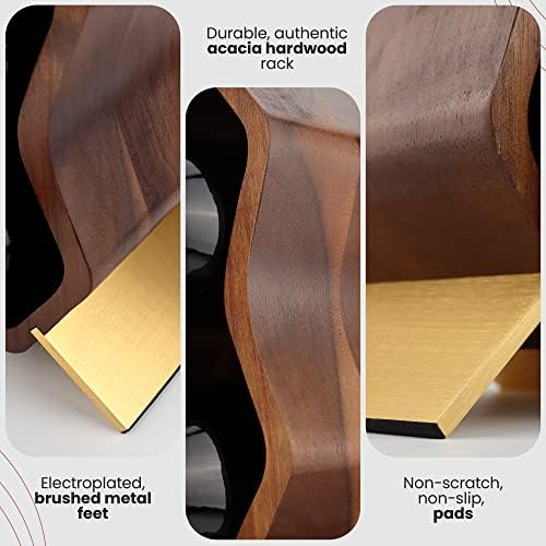 Gusto Nostro Wood Wine Rack, 7 Bottle, 2 Tier Wooden Countertop Free Standing Shelf - Bottle Holder Stand for Home Bar Tabletop, Cabinet Inserts, Kitchen, Wine Cellar Storage (Acacia)