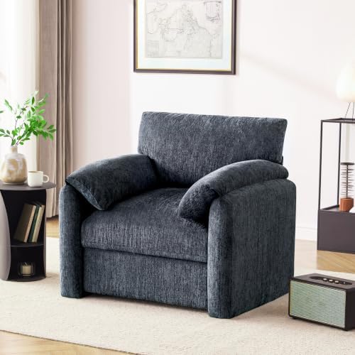 Howjoe Accent Chair for Living Room, Oversized Reading Armchair, Blue