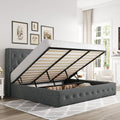 Allewie King Size Lift Up Storage Button-Tufted Bed Frame Dark Grey