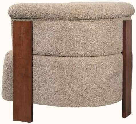 Merax 31.7" Mid-Century Boucle Fabric Barrel Accent Chair, Brown