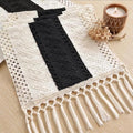 FEXIA Boho Table Runner with Tassels for Home Decor 12x72 Inches Black