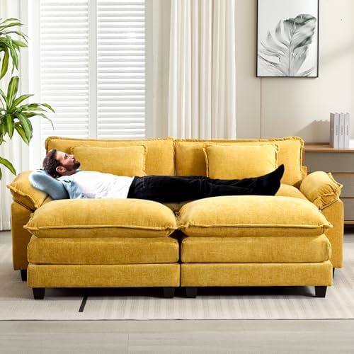 Oprisen 86" Modular Sectional Sofa, Comfy Deep Cloud Couch with Ottoman