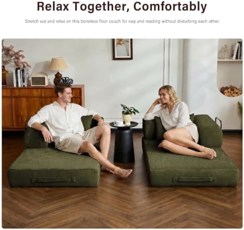 59" Convertible Sofa Bed, Boneless Sleeper Futon Couch for Small Spaces