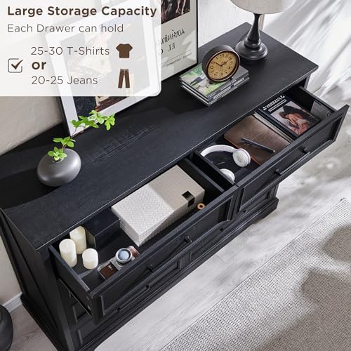 ACCOHOHO Farmhouse 8 Drawers Dresser Chests for Bedroom, Black