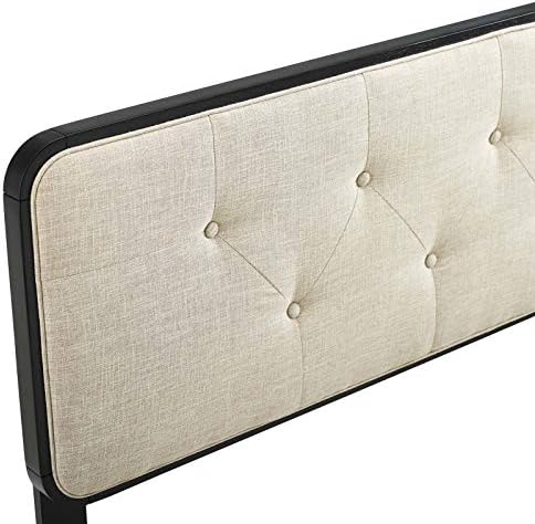 Modway MOD-6233-BLK-BEI Collins Tufted Full Fabric and Wood Headboard, Black Beige