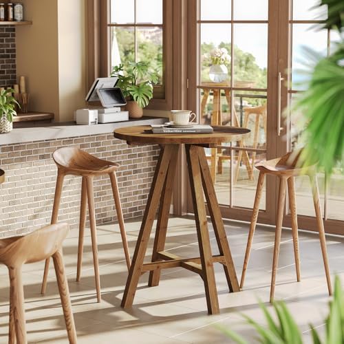 Solid Wood Bar Table, 31.5" Round Pub Bistro Table