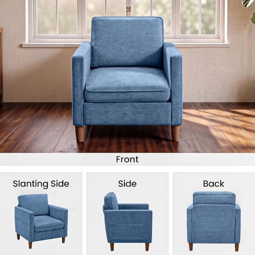 Chenille Accent Chair Mid Century Modern Reading Armchair for Living Room