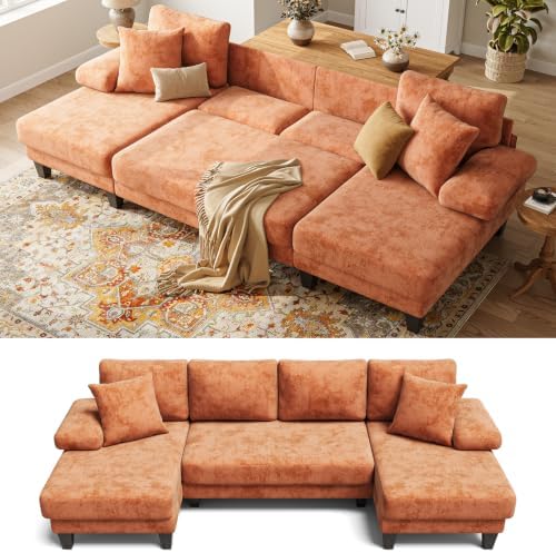 Txtin's Sleeper Sofa with Pull Out Bed 112 Inch U Shaped Sectional Couch