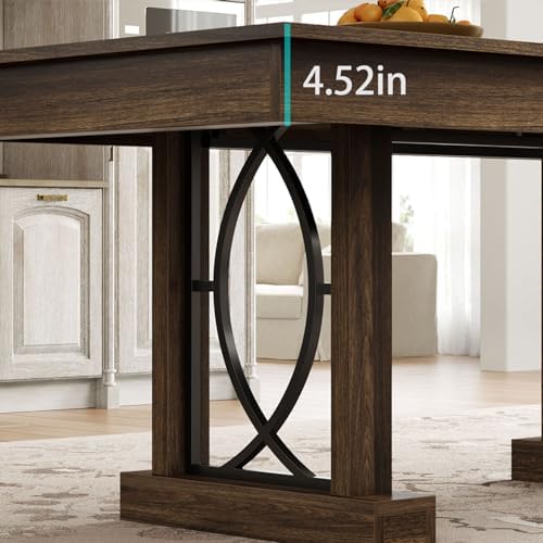 IDEALHOUSE Wooden Dining Table for 6-8 People with 2 Large Drawers, 71 in Long Farmhouse Rectangular Kitchen Dining Table & Thick Table Top, Sturdy Frame, for Big Family, Dinette, Office, Walunt