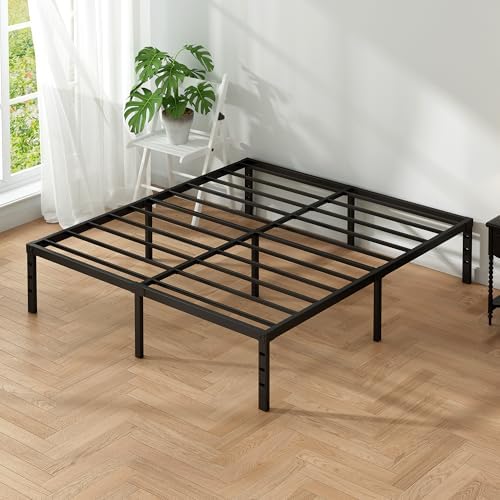 Metal Platform Bed Frame King Size, 18 Inch Height with Heavy Duty Steel Support, No Box Spring Needed, Easy Assembly and Underbed Storage,Black