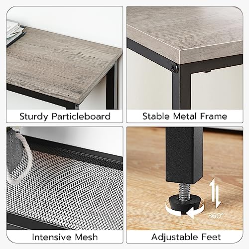 HOOBRO 29.5" Narrow Console Table, 3-Tier Entryway Table, Thin Sofa Table with Shelves, Side Table, Display Table, for Hallway, Entrance, Living Room, Bedroom, Greige and Black BG73XG01