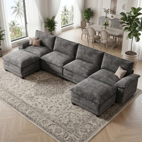 140" Modular Sectional Couch, U Shaped Cloud Sofa for Living Room