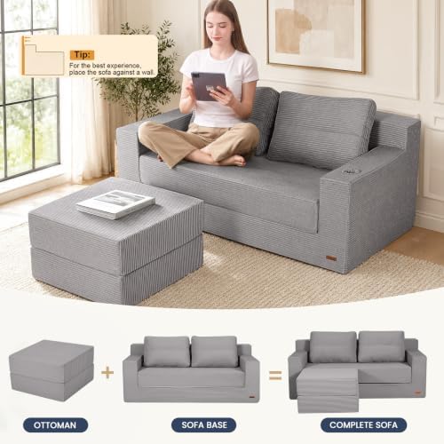 COMAX Futon Sofa Bed, Convertible Sofa Bed, Folding Boneless Couches