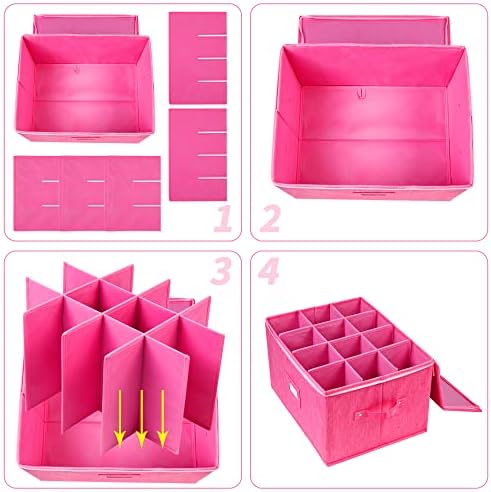 Wine Glass Storage Box, Stemware Storage Containers Cases with Dividers