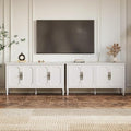 RoyalCraft 118" Buffet Cabinet with Storage, Vintage Sideboard with Adjustable Shelves, Mid Century Modern Painted Credenza Coffee Bar for Kitchen, Dining Room, Entryway, Living Room, Satin White