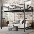 Bellemave Queen Loft Bed, Metal Round Pipe, Dual Ladders, Save Space, Black