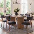HNY Mid Century Modern Dining Chairs Set of 6, Farmhouse Linen Upholstered Accent Chairs Curved Backrest Kitchen Chairs, with Hardwood Frame, Charcoal