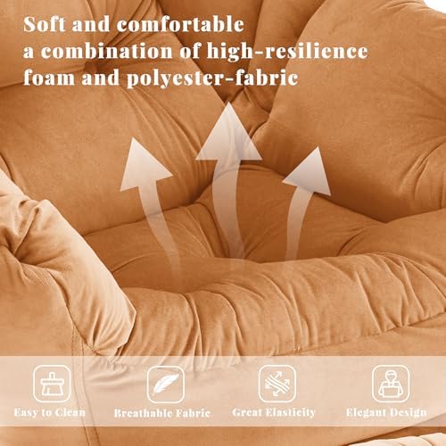 Lazy Chair with Ottoman, Comfy Reading Chair, Orange