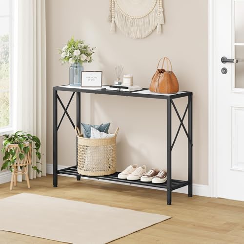 Tajsoon Console Table 41.8", 2 Tier Entryway Table with Storage Shelves