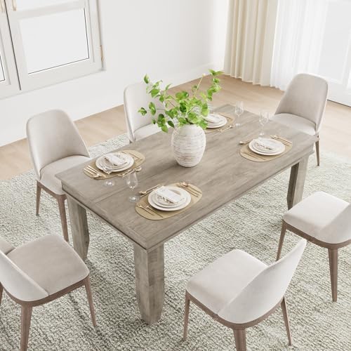 GarveeHome Farmhouse Dining Table for 4-6 People, 63" Long Kitchen Tables