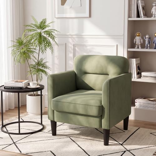 Kromax Accent Chair for Living Room, Comfy Upholstered Armchair, Green