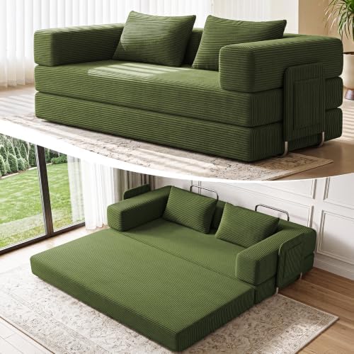 78" 5-in-1 Convertible Futon Sofa Bed, Boneless Couch for Living Room