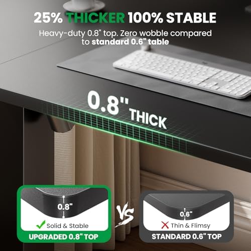 Electric Standing Desk Adjustable - 55 x 24 Inch Sit Stand up Desk with 0.8 Inch Thick Tabletop - Adjustable Height Table with 3 Memory Preset, Cable Management for Home Office