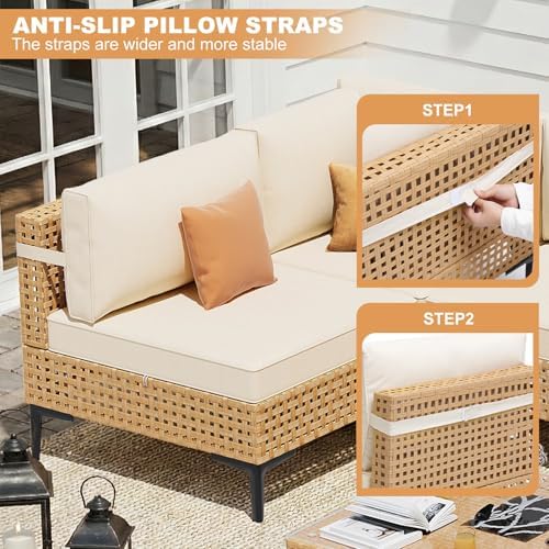 ABCASA 4-Pieces Patio Furniture Set with Non-Slip Cushions & Coffee Table