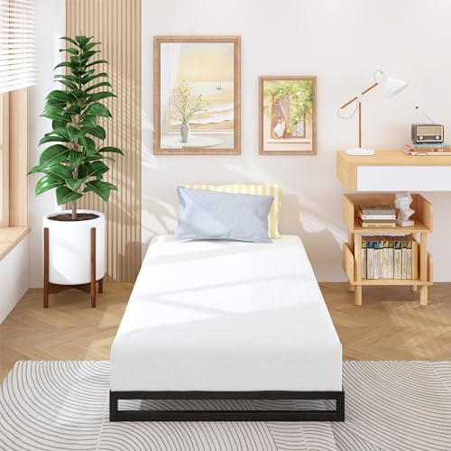 Lutown-Teen 6 Inch Twin XL Bed Frames Heavy Duty Sturdy Metal Platform Bed Frame No Box Spring Needed, Noise Free, Easy Assembly, Black