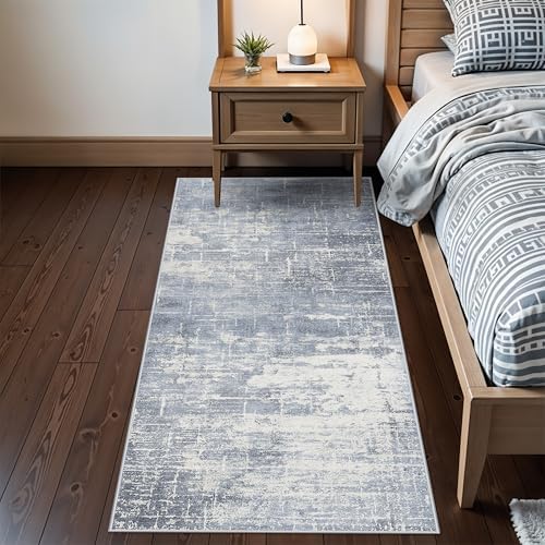 2x6 Non-Slip Entryway Area Rugs: Washable Stain Resistant Kitchen Carpet Low Pile Printed Doormat Soft Nursery Runner Vintage Abstract Floor Mat for Hardwood Bedroom Home Decor for Family(2x6,Blue)