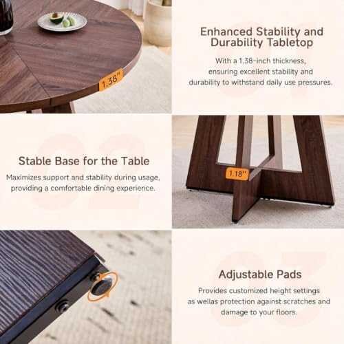 Round Dining Table Set for 4, Kitchen Table and Chairs