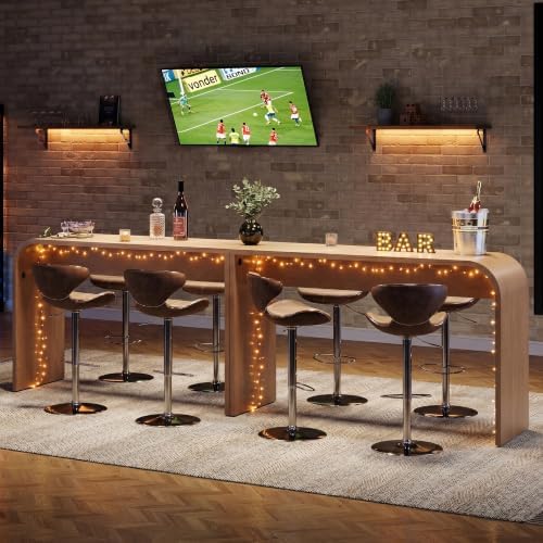 Curved Counter Height Bar Table, Narrow High Top Pub Dining Table - Natural