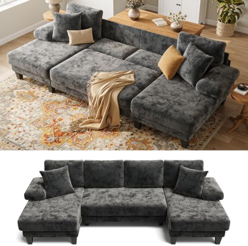 Txtin's Sleeper Sofa with Pull Out Bed 112 Inch U Shaped Sectional Couch