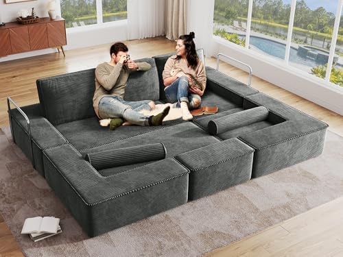 Oversize Convertible Boneless Couch Bed, 103 Inch Corduroy futon Sofa Bed