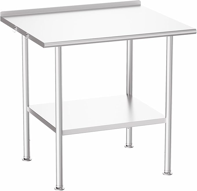 Atelicf NSF Stainless Steel Prep Table 30X36 inch, with Backsplash