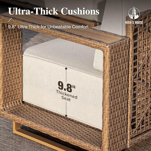 HERA'S HOUSE 8-Piece Patio Sectional Furniture Set with 10" Thick Cushions