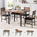 MapleGrace Extendable Dining Table Set for 4 with Built-in Shelf Rack Brown